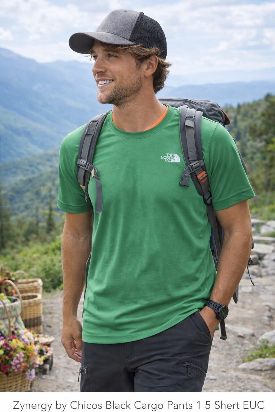 The North Face FlashDry Tee Green Orange Men’s M GUC